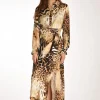 abito stampato beige/nero