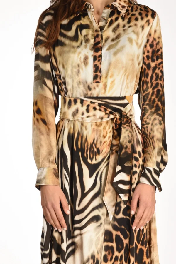 abito stampato beige/nero