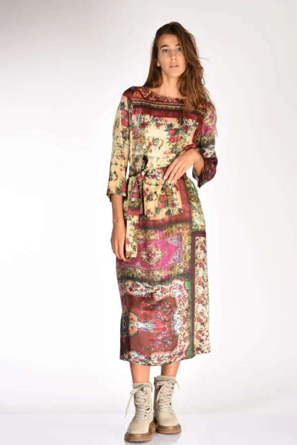 abito stampato fucsia/beige