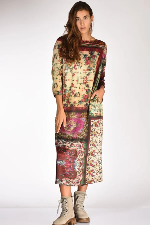 abito stampato fucsia/beige