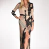 abito stampato nero/beige
