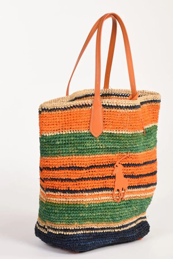 borsa raffia arancio/multicolor
