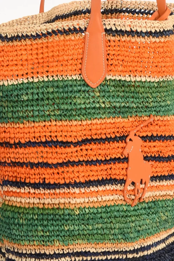 borsa raffia arancio/multicolor