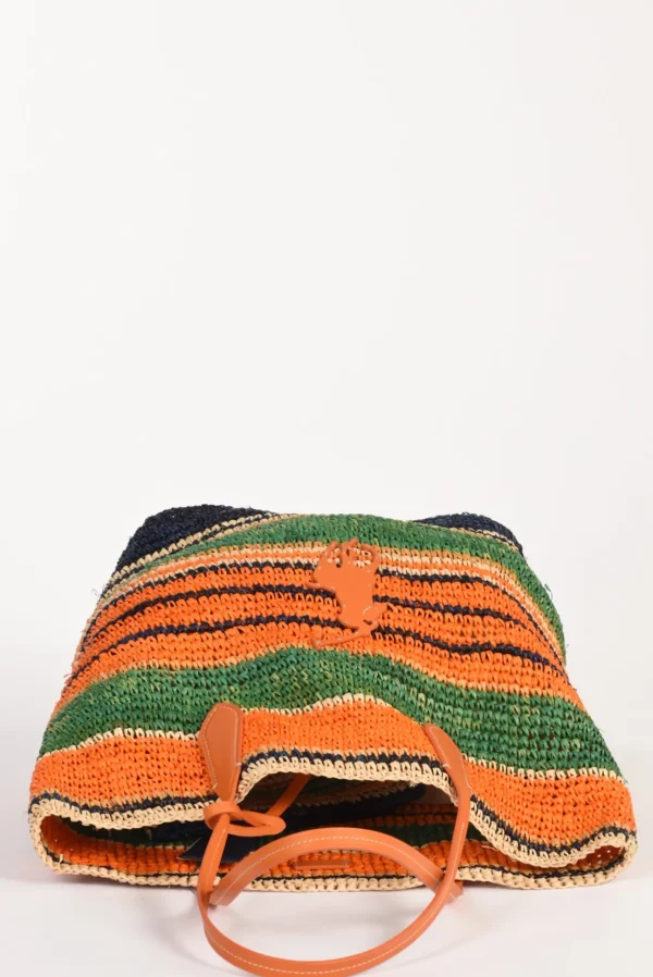 borsa raffia arancio/multicolor