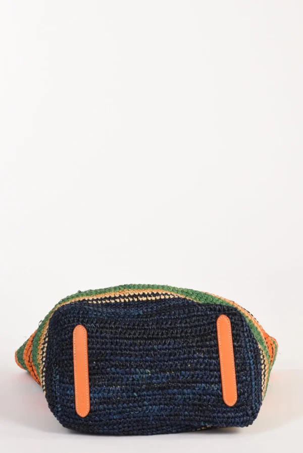 borsa raffia arancio/multicolor