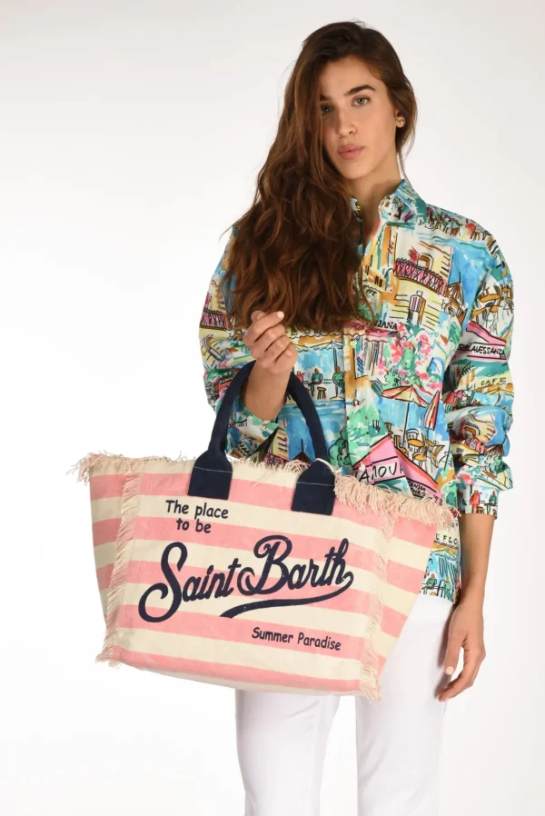 borsa vanity rosa/bianco
