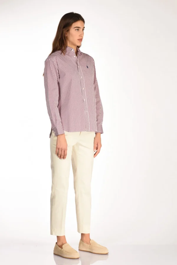 camicia bianco/bordeaux