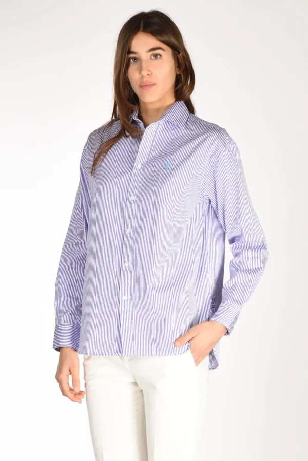 camicia bianco/viola chiaro
