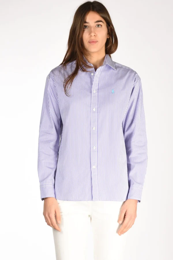 camicia bianco/viola chiaro