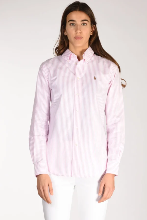 camicia colletto bianco/rosa