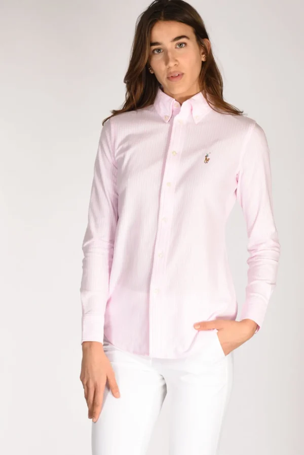 camicia colletto rosa/bianco