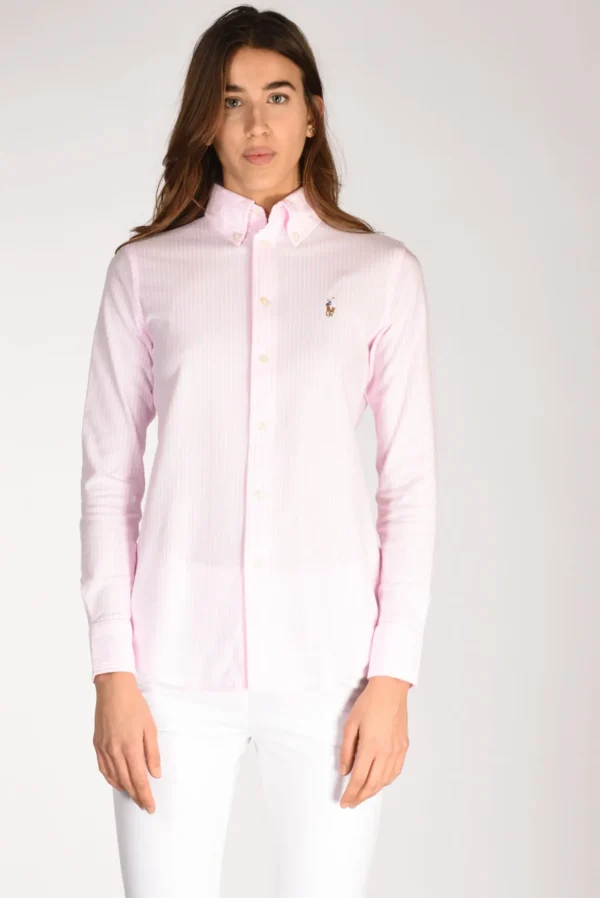 camicia colletto rosa/bianco