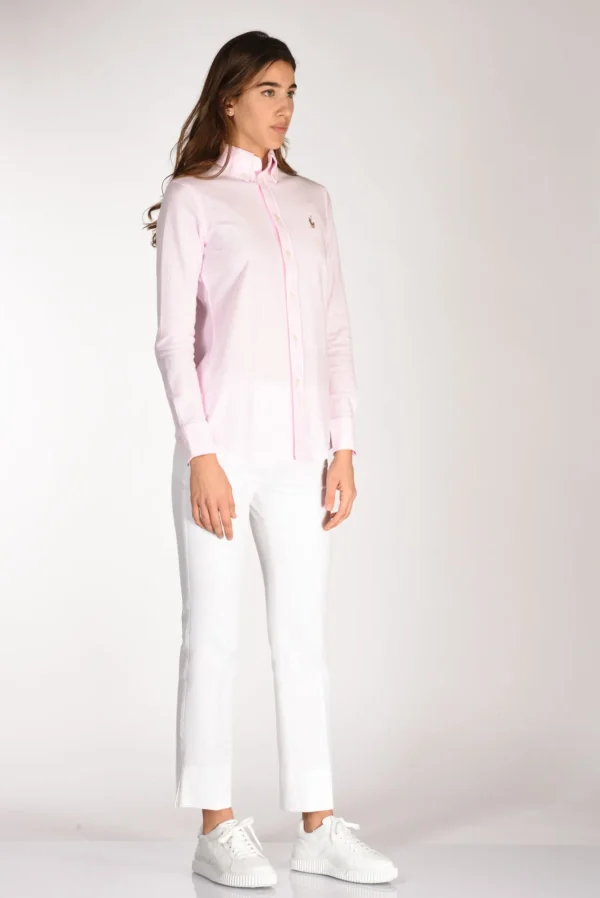 camicia colletto rosa/bianco