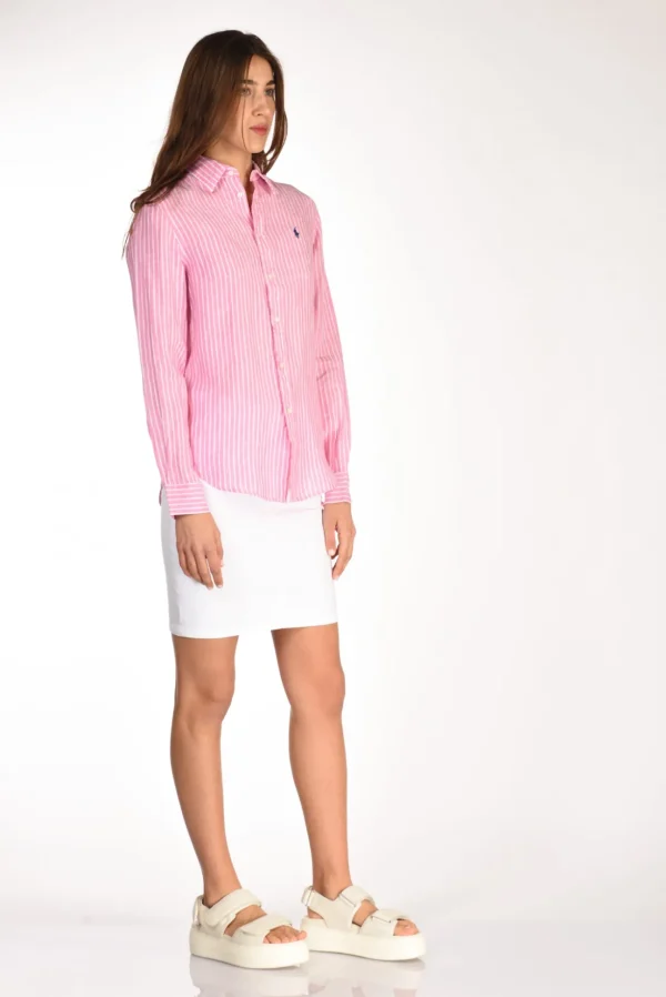camicia colletto rosa/bianco