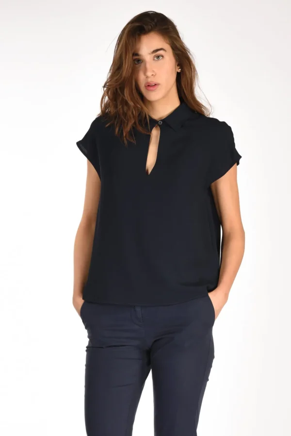 camicia crepe blu
