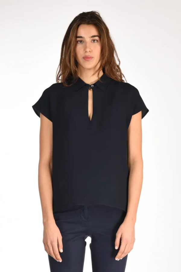 camicia crepe blu