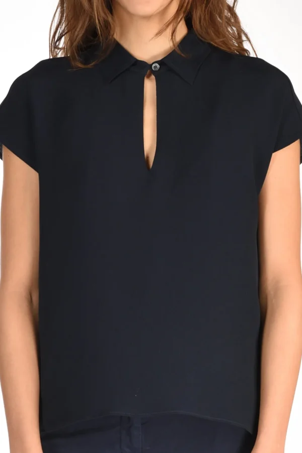 camicia crepe blu