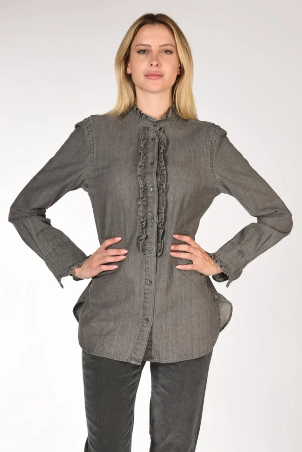 camicia rouches grigio