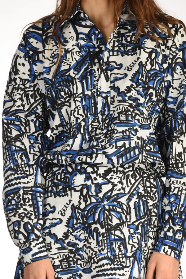camicia stampa blu/bianco