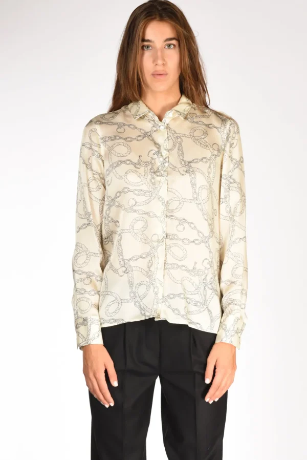 camicia stampata beige chiaro/nero