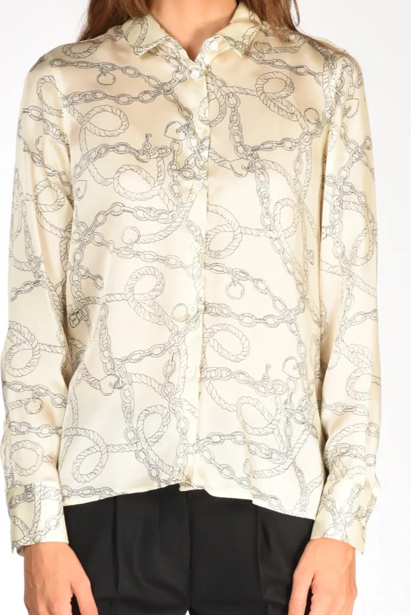 camicia stampata beige chiaro/nero