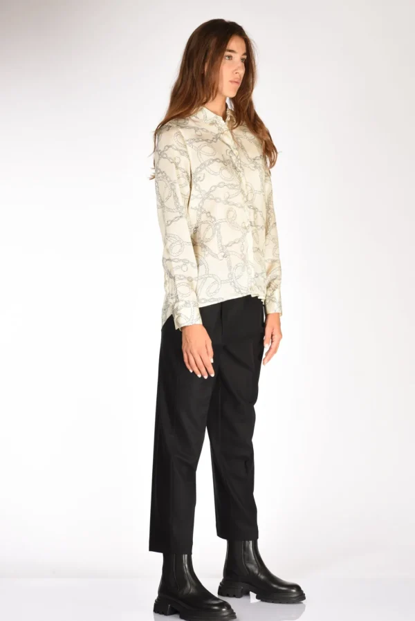 camicia stampata beige chiaro/nero
