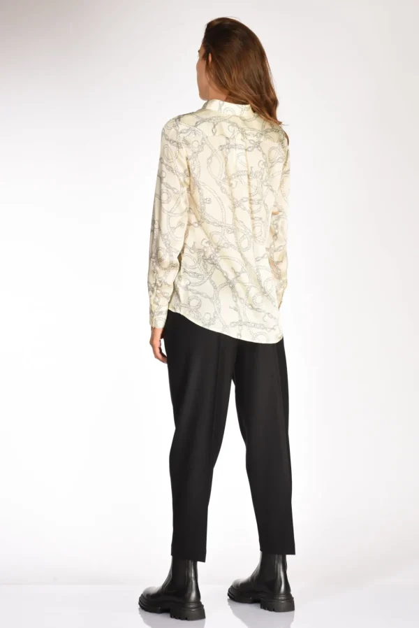 camicia stampata beige chiaro/nero