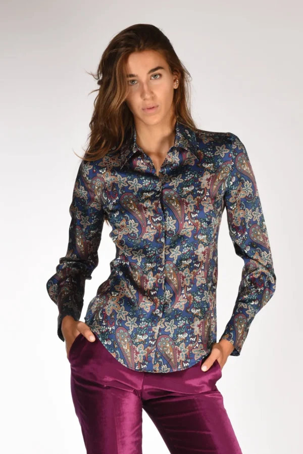 camicia stampata blu/multicolor