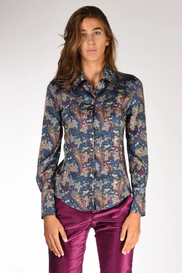 camicia stampata blu/multicolor