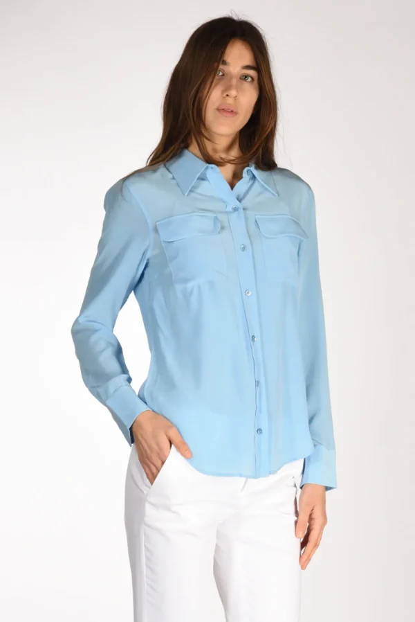 camicia tasche azzurro