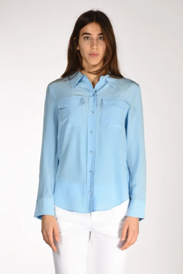 camicia tasche azzurro