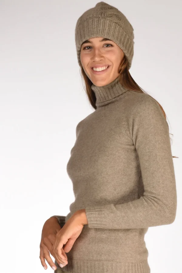cappello treccia marrone chiaro