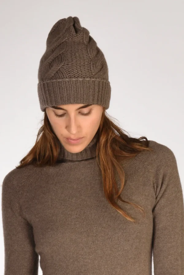 cappello treccia marrone scuro