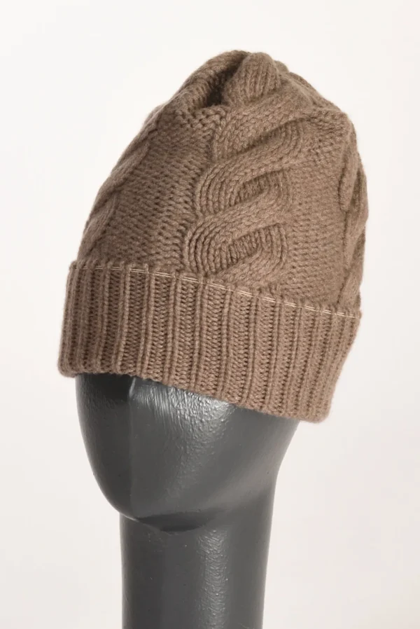 cappello treccia marrone scuro