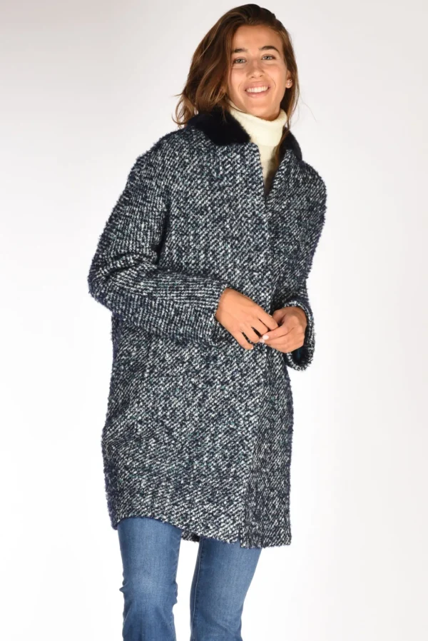 cappotto colletto blu melange