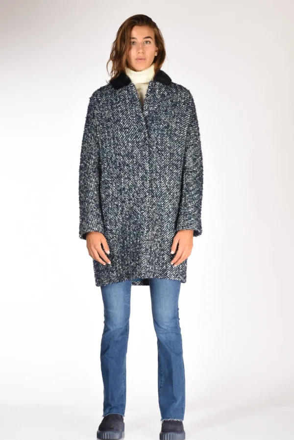 cappotto colletto blu melange