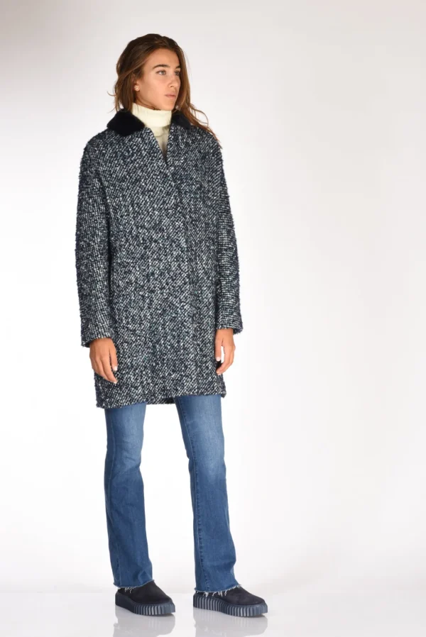 cappotto colletto blu melange