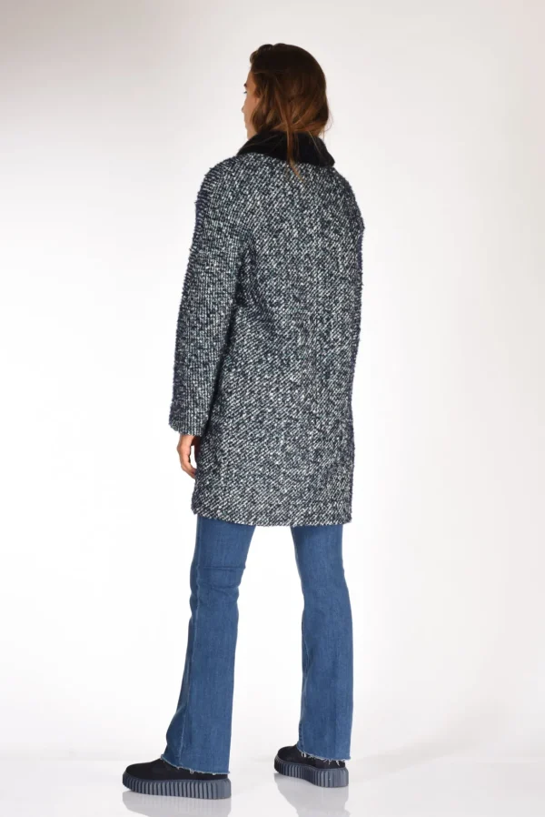 cappotto colletto blu melange