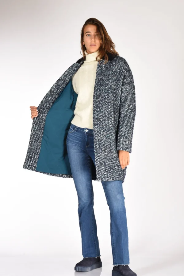 cappotto colletto blu melange