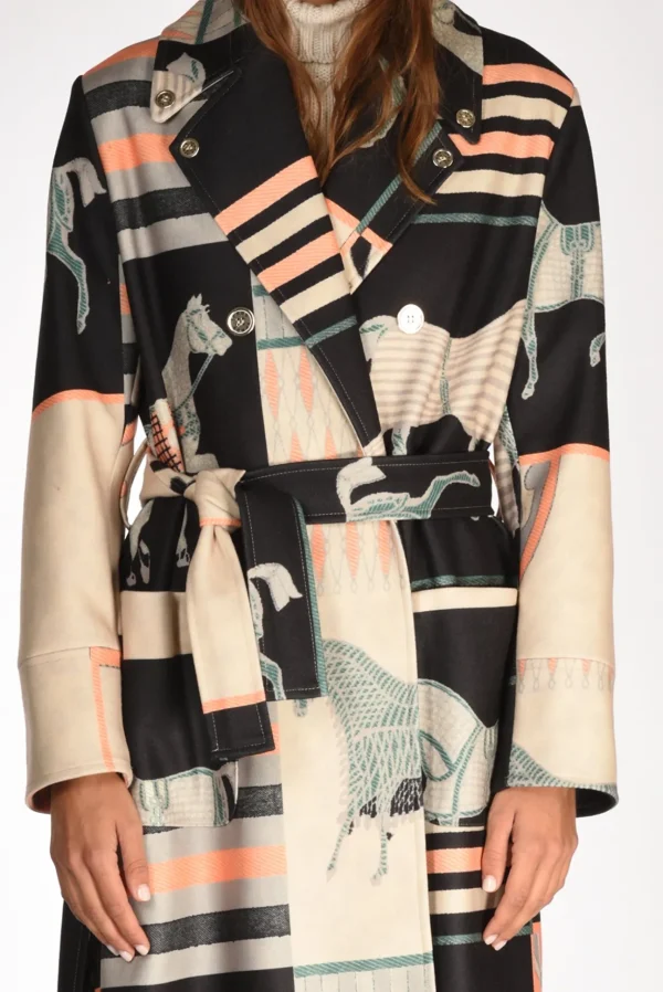 cappotto stampato nero/beige