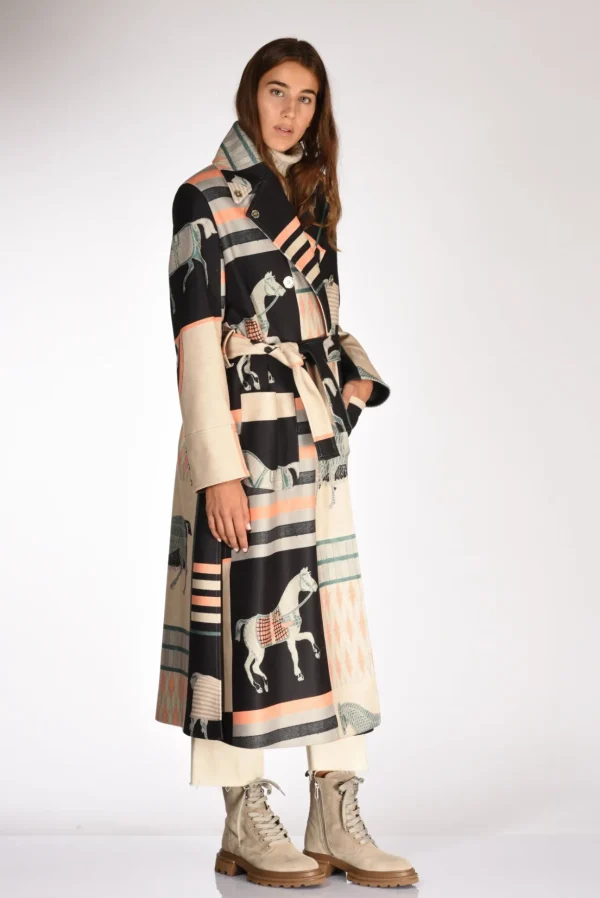 cappotto stampato nero/beige