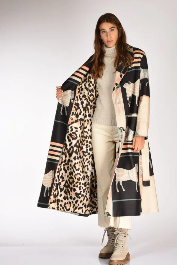 cappotto stampato nero/beige