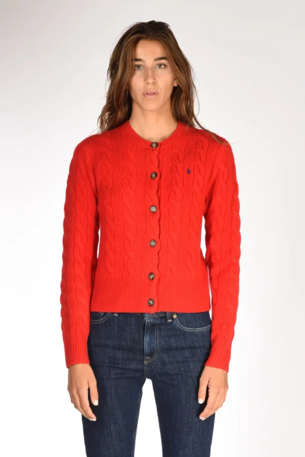 cardigan treccia rosso