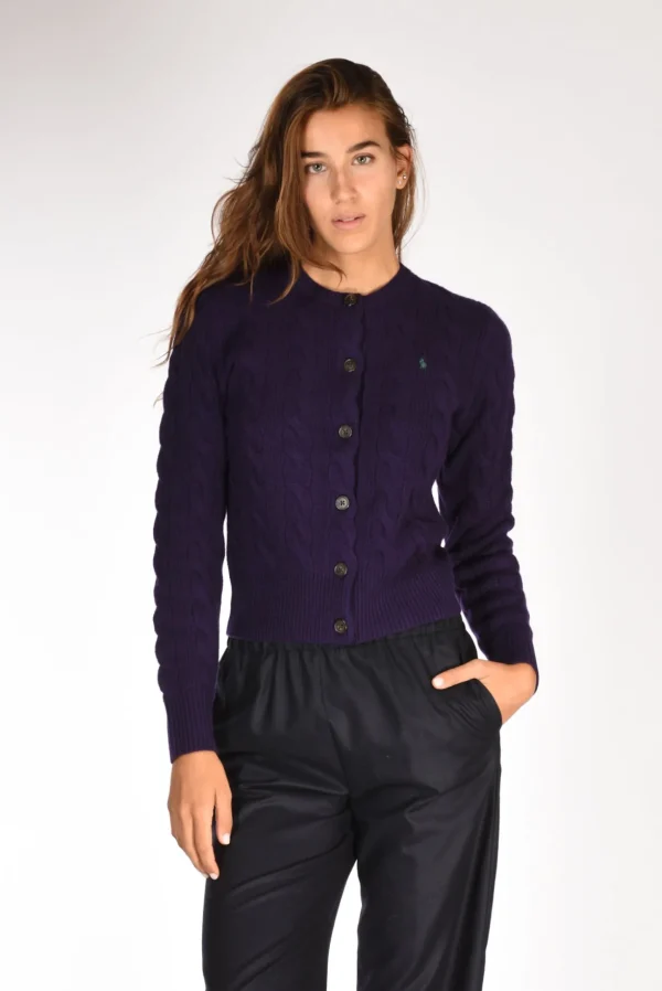 cardigan treccia viola