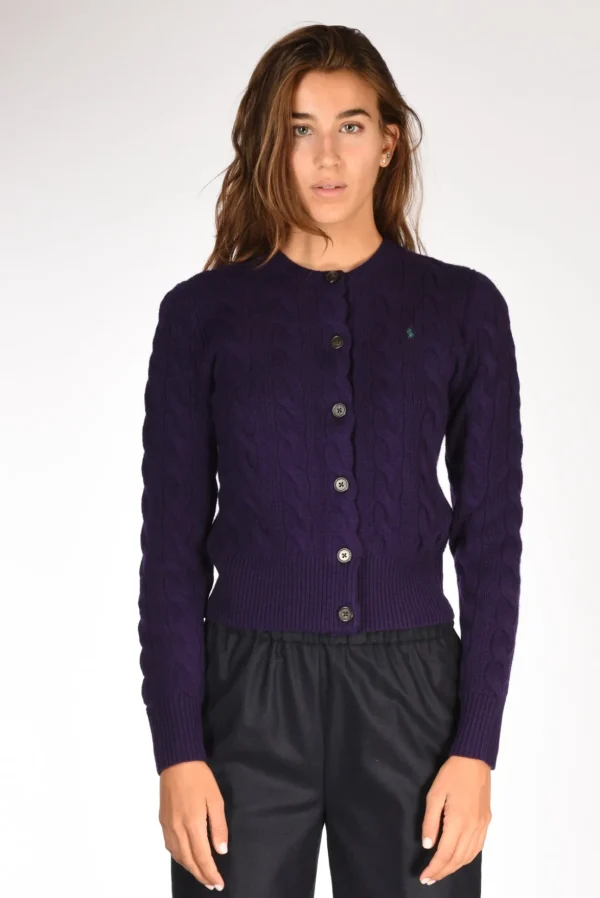 cardigan treccia viola