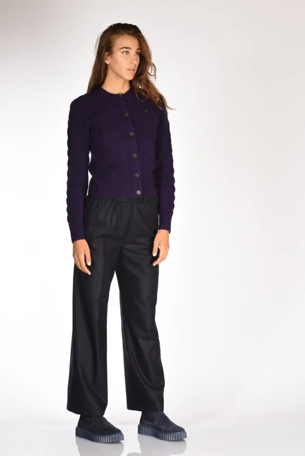 cardigan treccia viola
