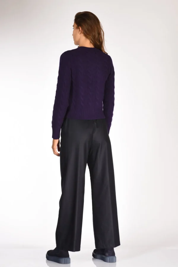 cardigan treccia viola