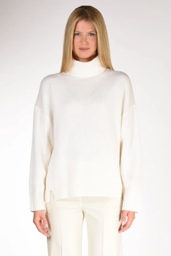 collo alto maglia bianco