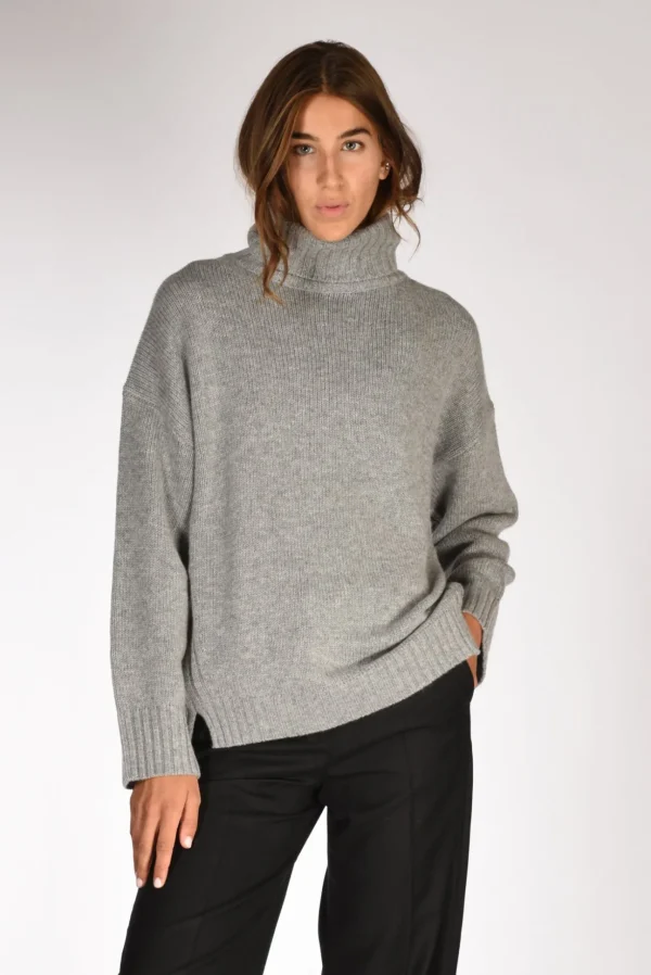 collo alto maglia grigio