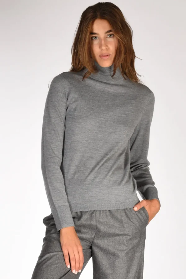 collo alto maglia grigio